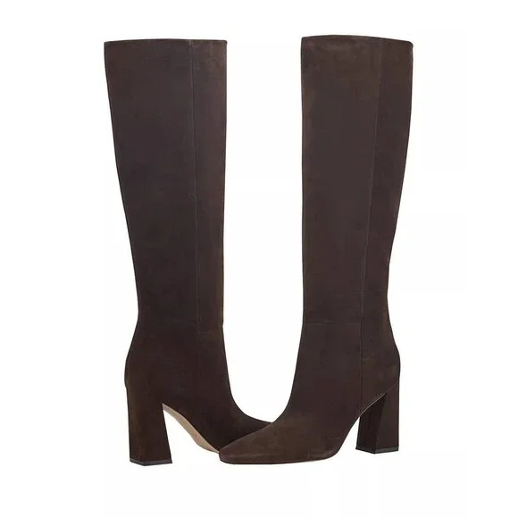 Marc Fisher LTD Yarli Boots 9M Dark Brown Leather Knee‑High Pull‑On NIB msrp$299